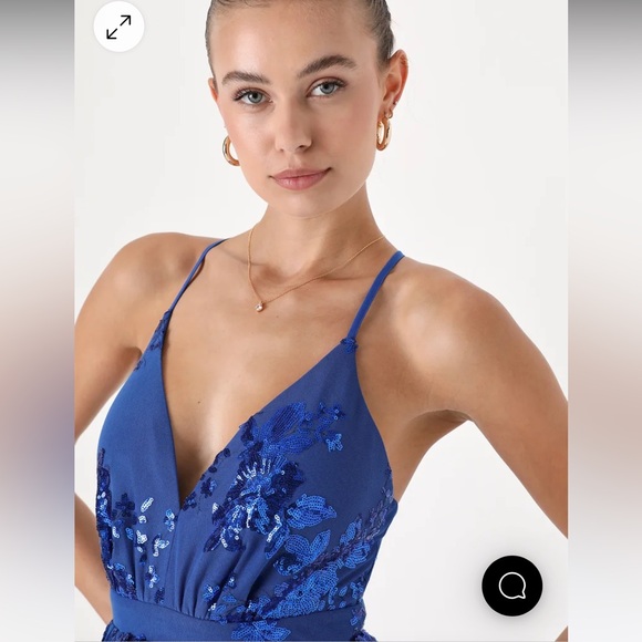Lulus Captivating Essence Blue Sequin Backless Maxi Dress, Size Medium, NWT - Picture 8 of 17